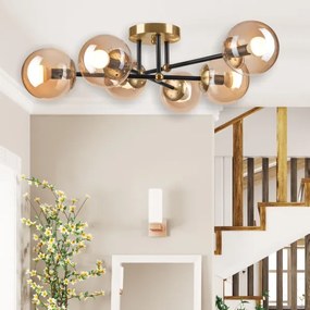 Felületre szerelhető csillár  MALENA 6xE14/5W/230V arany/fekete/füstös bézs