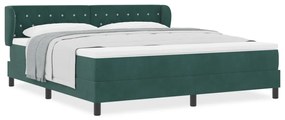 Boxspring Ágy Matraccal Sötétzöld 180x200 cm Bársony