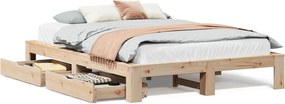 vidaXL tömör fenyőfa ágy matrac nélkül 150x200 cm