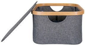 Noto kosár, bambusz/textil, sötétszürke, 38x26x16 cm