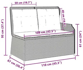 Kerti pad párnával Bézs Poli rattan