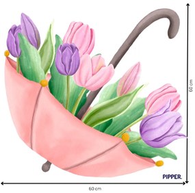 PIPPER. Textil falmatrica "Esernyő tulipánokkal"
