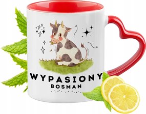 Piros bögre szív alakú füllel Bosmannak Ajándék