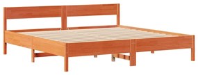 barna tömör fenyőfa könyvespolcos ágy matrac nélkül 200 x 200cm