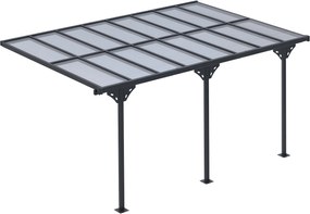 Outsunny Pergola Pavilon 4 x 3 m Kerti Napernyő Állítható Magasságú Teraszborító Alumínium Szürke | Aosom