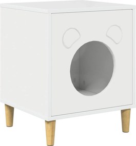 vidaXL Macska Ház Fényes Fehér 42,5 x 40 x 53 cm Faanyag