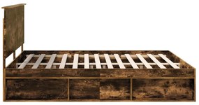 vidaXL Ágykeret fejtámlával Füstölt tölgy 180 x 200 cm Tömör fenyőfa