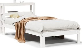 vidaXL fehér tömör fenyőfa ágykeret fejtámlával 75 x 190 cm