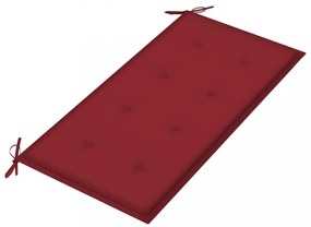 tömör tíkfa kerti pad bordó párnával 112 cm