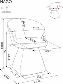 Nago Noelle forgatható étkezőszék szürke