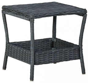 sötétszürke polyrattan kerti asztal 45 x 45 x 46,5 cm