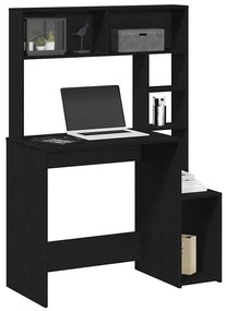 vidaXL fekete szerelt fa íróasztal polcokkal 100x45x140 cm