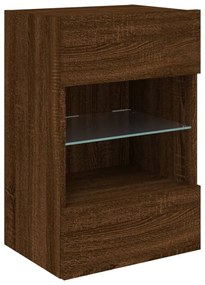 barna tölgyszínű fali TV-szekrény LED-del 40x30x60,5 cm