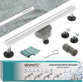 Lineáris lefolyó Slim 120 cm forgatható szifon fehér acél 304 nagy áteresztőképesség