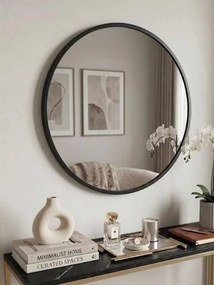 Yuvarlak tükör, fekete, Ø80 cm