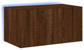 barna tölgyszínű fali TV-szekrény LED-del 60x35x31 cm