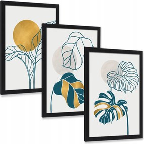 Három darabos falikép szett Arany minták nappaliba 30x20 cm