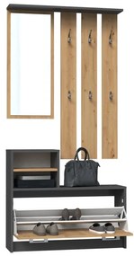 Riano MIX GAR előszobafal, 85x180x24 cm, antracit-tölgy