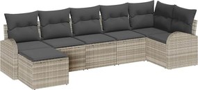 vidaXL Kanapé Szett párnával tárolóval 7 pcs Világosszürke polirattan
