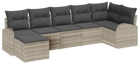 vidaXL Kanapé Szett párnával tárolóval 7 pcs Világosszürke polirattan