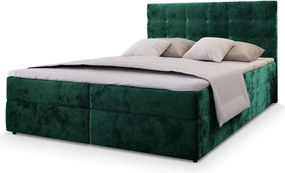 AKCIÓ Kárpitozott boxspring ágy GLORIEN VELVET 160x200 cm sötétzöld II. osztály