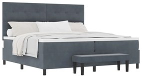 Box Spring ágy matraccal és paddal Sötétszürke 200x200 cm Bársonyos