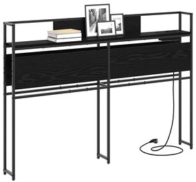 Tároló fejtámla polcokkal tárolóval Musta tammi 120 cm Faanyag