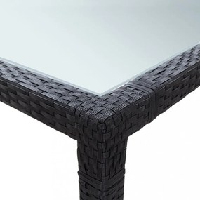 fekete polyrattan kültéri étkezőasztal 200 x 150 x 74 cm