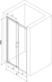Mexen APIA zuhany tolóajtó a nyílásig 140cm, átlátszó / szalag, 845-140-000-01-20