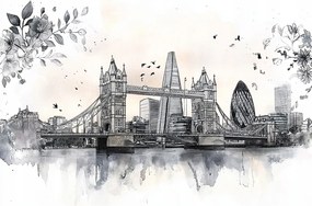 Vászonkép Canvas Város Panoráma Építészet London Vázlat 80x80
