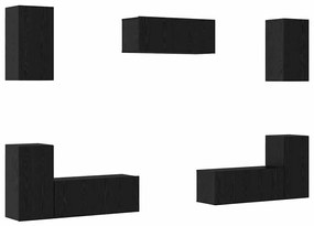 TV szekrény garnitúra 7 pcs Musta tammi 80 x 30 x 30 cm Faanyag