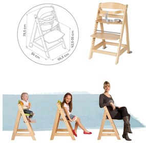 Világosszürke-natúr színű etetőszék Style Born Up 2in1 – Roba