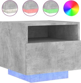 vidaXL betonszürke éjjeliszekrény LED-világítással 40 x 39 x 37 cm