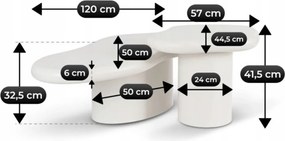 Dohányzóasztal szett fehér színben - ROSALIE