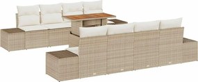 vidaXL Kert étkező szett párnával 9 pcs Beige és krém