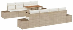 vidaXL Kert étkező szett párnával 9 pcs Beige és krém