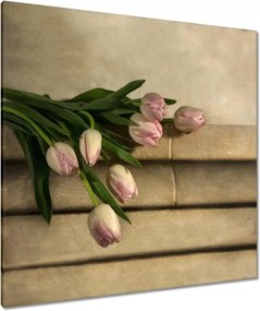 Vászonkép 90x90 Rózsaszín tulipán csokor