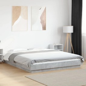 betonszürke szerelt fa ágykeret 150 x 200 cm