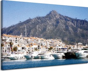 Vászonkép Hajók Nyár Monaco Hegy 120x80 cm Ideális ajándék