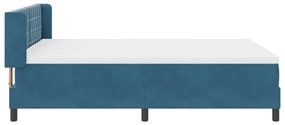Boxspring Ágy Matrac Sötétkék 160x200 cm Bársony