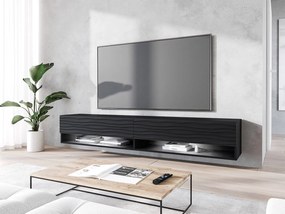 Függesztett TV szekrény Adenuk 140 MDF (fekete + fekete gyapjú) (LED RGB világítással). 1106329