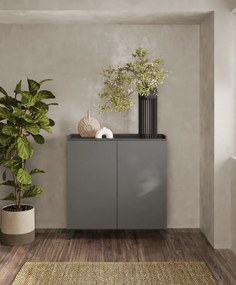 TRAY Szürke - Ólom magas Komód 2 ajtós 121 cm