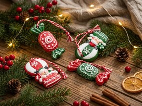 Szett 4 db karácsonyi dísz CANDY ELF 6 cm