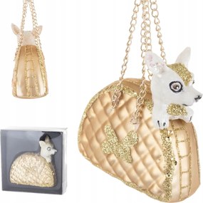 Üveggömb 12x9 CM Karácsonyfára Chihuahua Kutya Karácsonyi Ajándék Dekoráció