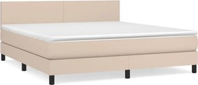 vidaXL cappuccino színű műbőr rugós ágy matraccal 180 x 200 cm