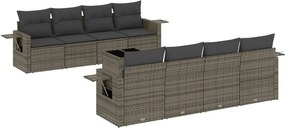 vidaXL 9 részes szürke polyrattan kerti ülőgarnitúra párnákkal
