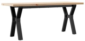 tömör fenyőfa és öntöttvas Y-vázú dohányzóasztal 110x40x45,5 cm