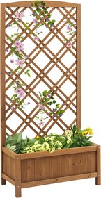 Outsunny Danérrugalmas Virágtartó Zöldségfuttatóval a Teraszon, Kertben és Erkélyen 60x30x122 cm Természetes | Aosom