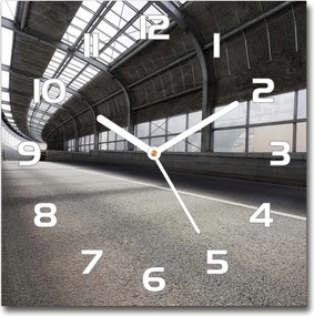 Négyzet alakú üveg falióra Út az alagútban 30x30 cm