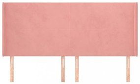 rózsaszín bársony fejtámla szárnyakkal 203x16x118/128 cm